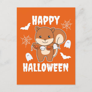 Eekhoorn Gelukkig Halloween Pompoen Kostuum Feestdagenkaart