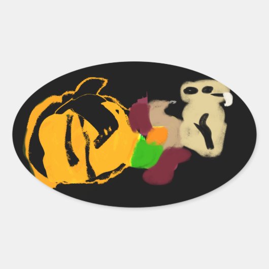 Eekhoorn gezellig ovale sticker (Voorkant)