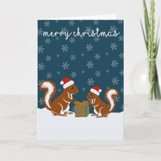 Eekhoorn Gift Het geven van Kerstmis Kaart (Voorkant)