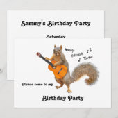 Eekhoorn Gitaar Verjaardag Party Uitnodiging (Voorkant / Achterkant)