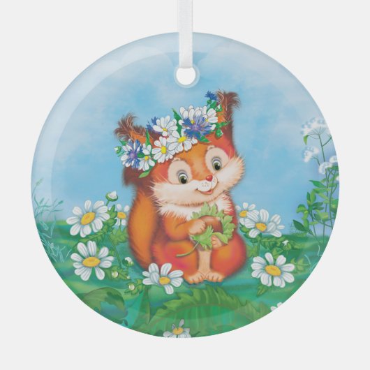 eekhoorn glas ornament (Voorkant)