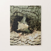 Eekhoorn gluren uit haar nestpuzzel legpuzzel (Verticaal)