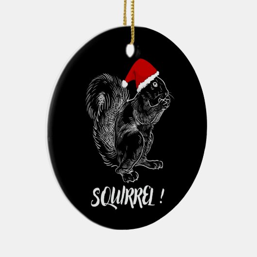 Eekhoorn - Grappig kerstontwerp T-Shirt Keramisch Ornament (Rechts)