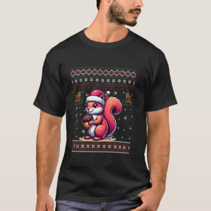 Eekhoorn Grappige Lelijke Noten Kerstboom Kerstmut T-shirt