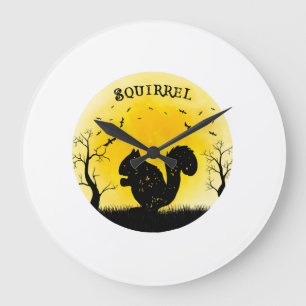 Eekhoorn Halloween Vintage Retro Maan Grote Klok