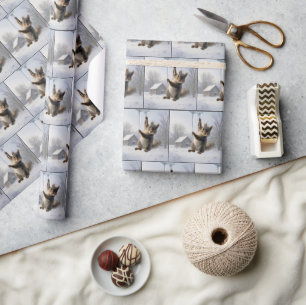 Eekhoorn hangend aan een ijspegel cadeaupapier