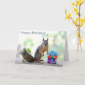 Eekhoorn Happy Birthday! Kaart (Gele Bloem)