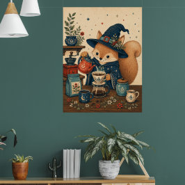 Eekhoorn Heks Koffiezetapparaat Poster