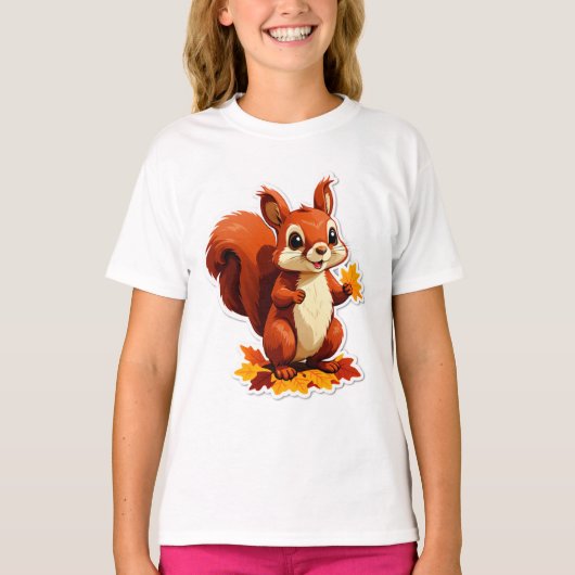 Eekhoorn herfst boslandschap t-shirt (Voorkant)
