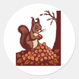 Eekhoorn herfst sticker - knus herfstseizoen