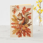 Eekhoorn Herfst Wenskaart Kaart (Gele Bloem)