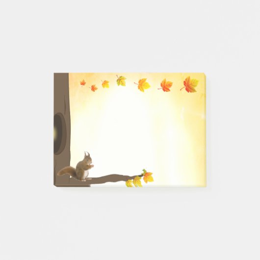 Eekhoorn & Herfstbladeren Notities Post-it® Notes (Voorkant)