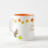 Eekhoorn & Herfstbladeren Tweekleurige Koffiemok (Voorkant links)