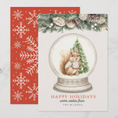 Eekhoorn Hete Chocolade Sneeuw Grobe Feestdagenkaart (Voorkant / Achterkant)