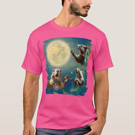 Eekhoorn huilt naar de maan eekhoorns t-shirt (Voorkant)