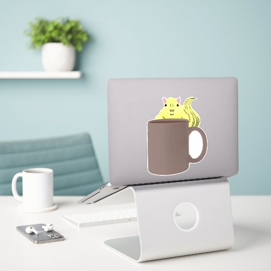 Eekhoorn humor sticker (Laptop op bureau)
