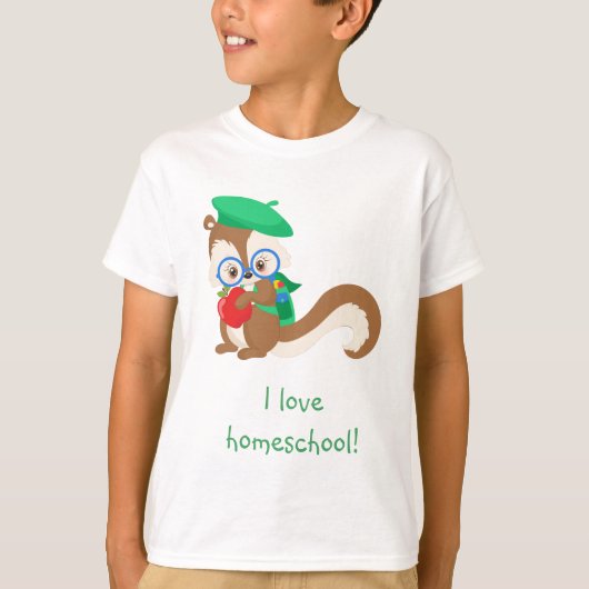 Eekhoorn Ik hou van homeschool T-shirt (Voorkant)
