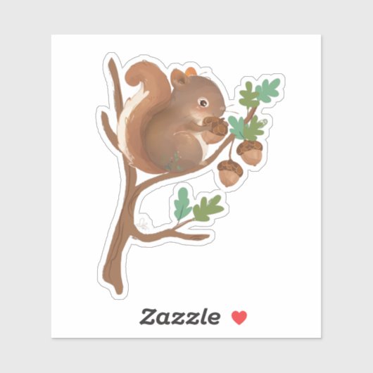 Eekhoorn - Illustratie bos bos bos Sticker (Vel)
