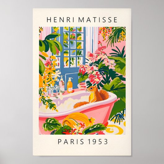 Eekhoorn in bad Grappig Poster, Badkamerinrichting Poster (Voorkant)