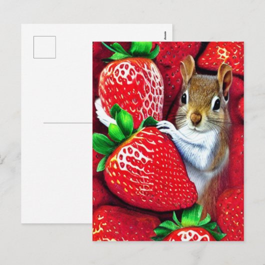 Eekhoorn in de aardbeienhemel feestdagenkaart (Voorkant / Achterkant)