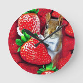 Eekhoorn in de aardbeienhemel ronde klok (Voorkant)