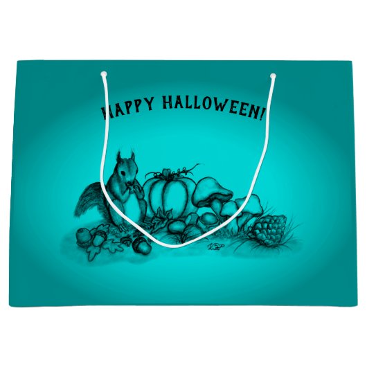 Eekhoorn in de herfst, Happy Halloween. Groot Cadeauzakje (Voorkant)