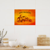 Eekhoorn in de herfst, Happy Halloween. Poster (Keuken)
