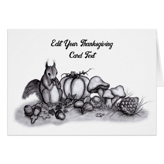 Eekhoorn in de herfst, Happy Thanksgiving! (Voorkant Horizontaal)