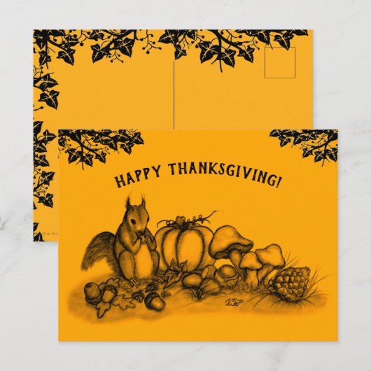 Eekhoorn in de herfst, Happy Thanksgiving! Briefkaart (Voorkant / Achterkant)