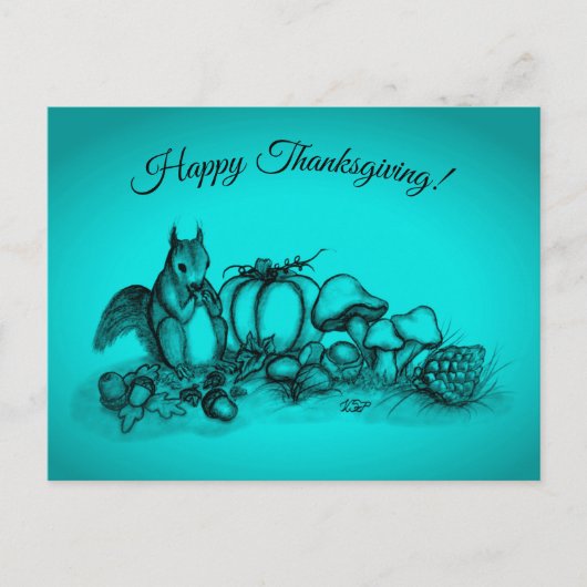 Eekhoorn in de herfst, Happy Thanksgiving! Feestdagenkaart (Voorkant)