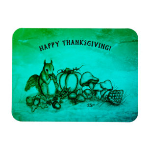 Eekhoorn in de herfst, Happy Thanksgiving! Magneet