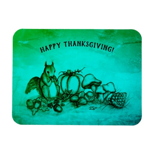 Eekhoorn in de herfst, Happy Thanksgiving! Magneet (Horizontaal)