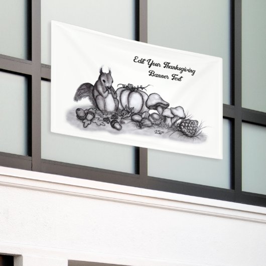 Eekhoorn in de herfst, Happy Thanksgiving! Spandoek (Buitenkant Gebouw)