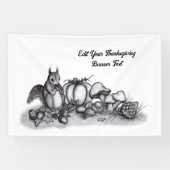 Eekhoorn in de herfst, Happy Thanksgiving! Spandoek (Horizontaal)
