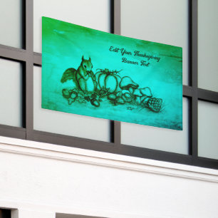 Eekhoorn in de herfst, Happy Thanksgiving! Spandoek