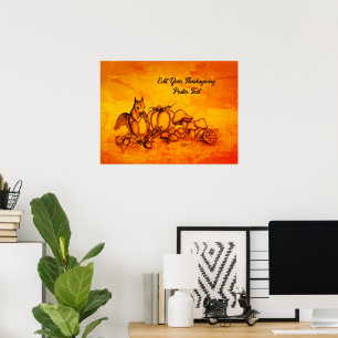 Eekhoorn in de herfst, Prettig Thanksgiving! Poster