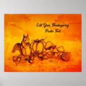 Eekhoorn in de herfst, Prettig Thanksgiving! Poster (Voorkant)