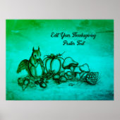 Eekhoorn in de herfst, Prettig Thanksgiving! Poster (Voorkant)