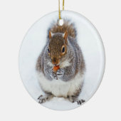 Eekhoorn in de winter keramisch ornament (Links)