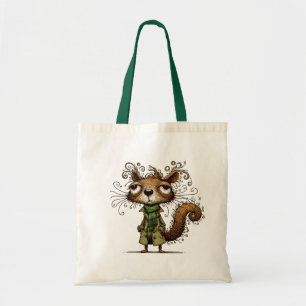 Eekhoorn in een groene trenchcoat tote bag