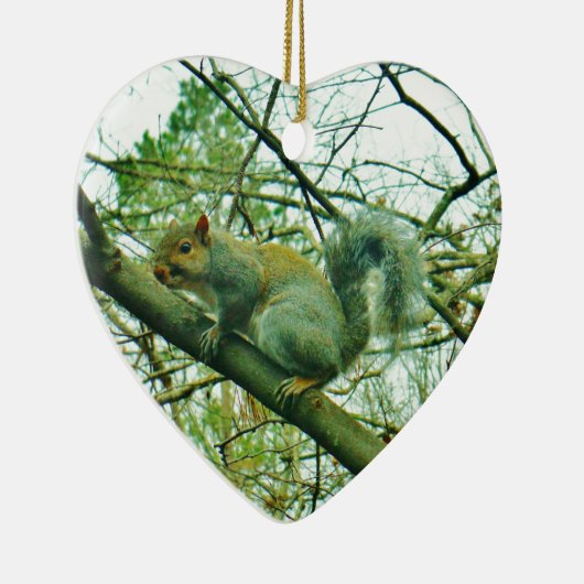 Eekhoorn in een lichtblauwe lijst keramisch ornament (Rechts)