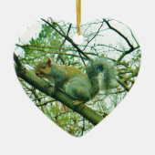 Eekhoorn in een lichtblauwe lijst keramisch ornament (Voorkant)