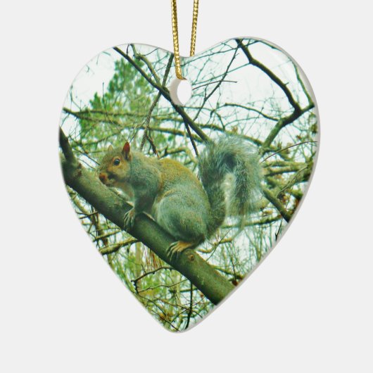 Eekhoorn in een lichtblauwe lijst keramisch ornament (Links)