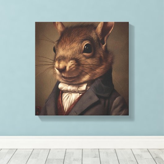Eekhoorn in een pak | Dierenkunst | Dier in een pa Canvas Afdruk (Insitu (Houten vloer))