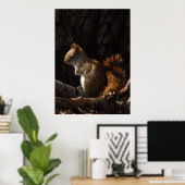 Eekhoorn in een pleister van zonlicht poster (Thuiskantoor)