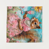 Eekhoorn in een roze jurk wandkleed (Voorkant (horizontaal))