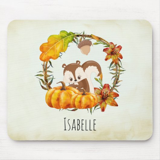 Eekhoorn in Floral Wreath Herfst Rustic Muismat (Voorkant)