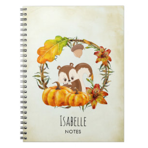 Eekhoorn in Floral Wreath Herfst Rustic Notitieboek