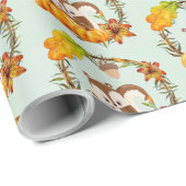 Eekhoorn in Floral Wreath Herfst Rustic Pattern Cadeaupapier (Rol Hoek)