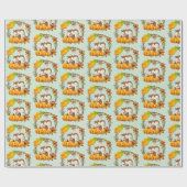 Eekhoorn in Floral Wreath Herfst Rustic Pattern Cadeaupapier (Vlak)